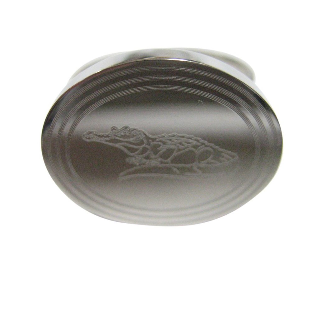 Etched Oval Detailed Alligator Adjustable Size Rin
